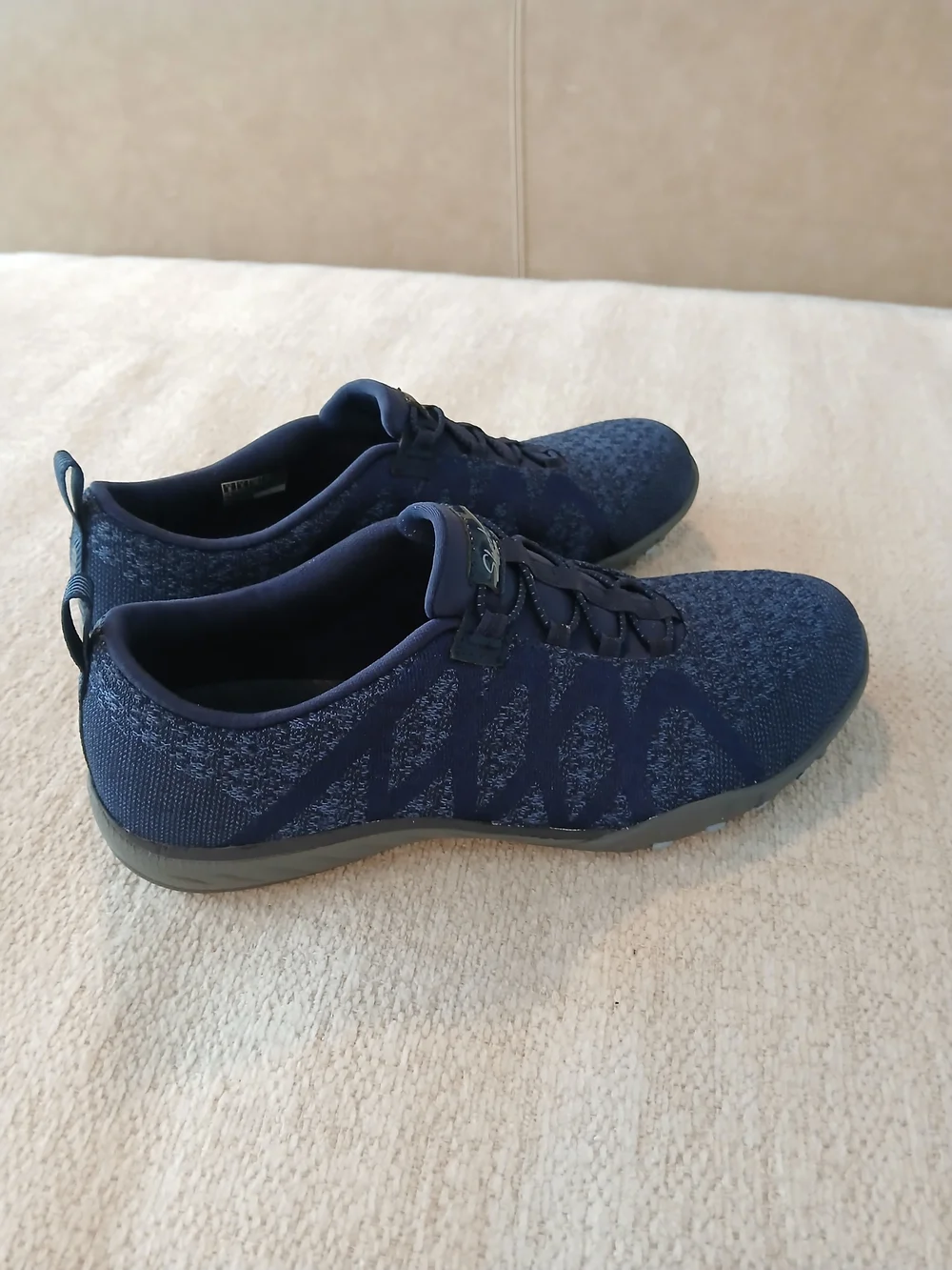 •Skechers• Air-Cooled Memory Foam Relaxed Fit Navy Slip-On Athletic Shoes